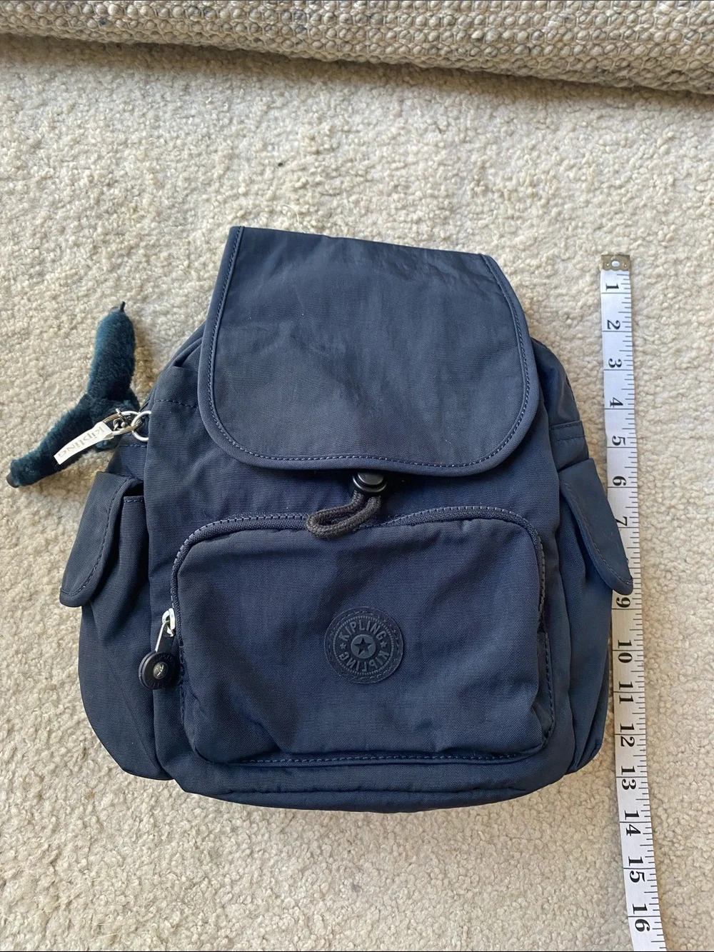 Kipling Navy City Pack Mini Backpack with Monkey Keychain NWT